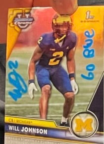 Will Johnson Signed and Authenticated 2023 Bowman University Chrome #157 Will Johnson Michigan Wolverines Football Card